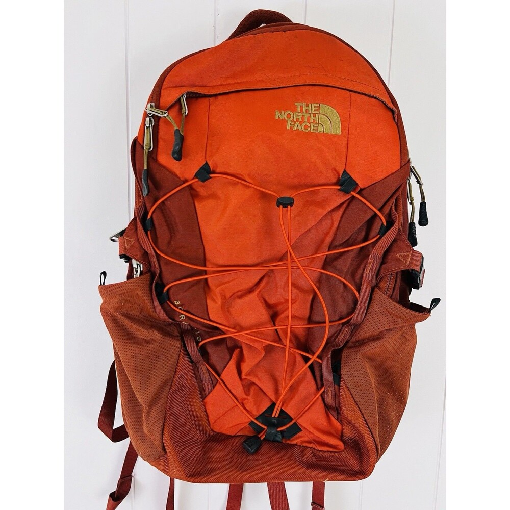 The North Face Orange Borealis Backpack Daypack Hiking Bag Travel Bungee Unisex